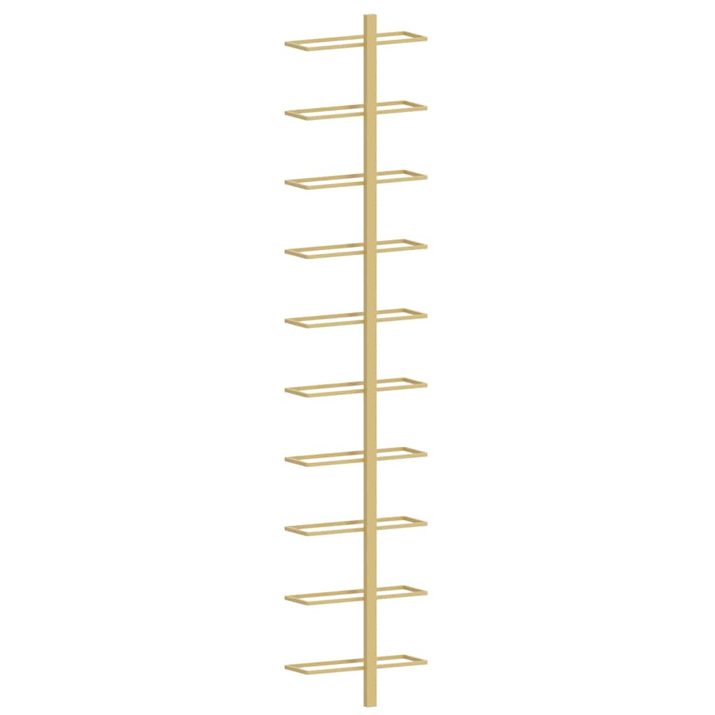Wall-mounted Wine Rack for 10 Bottles 2 pcs Gold Metal