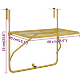 Balcony Table Gold 60x40 cm Steel - Close-Up Angle