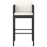 5 Piece Garden Bar Set with Cushions Poly Rattan Black - Top-Down View