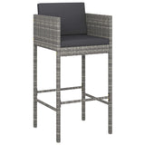 5 Piece Garden Bar Set with Cushions Poly Rattan Grey - Side View