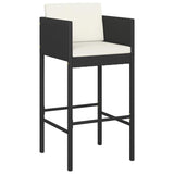 3 Piece Garden Bar Set with Cushions Poly Rattan Black - Side View