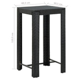 3 Piece Garden Bar Set with Cushions Poly Rattan Black - Extra Image