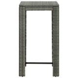 3 Piece Garden Bar Set with Cushions Poly Rattan Grey - Close-Up Angle