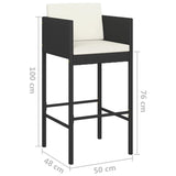 5 Piece Garden Bar Set with Cushions Poly Rattan Black - Low Angle
