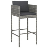 5 Piece Garden Bar Set with Cushions Poly Rattan Grey - Side View