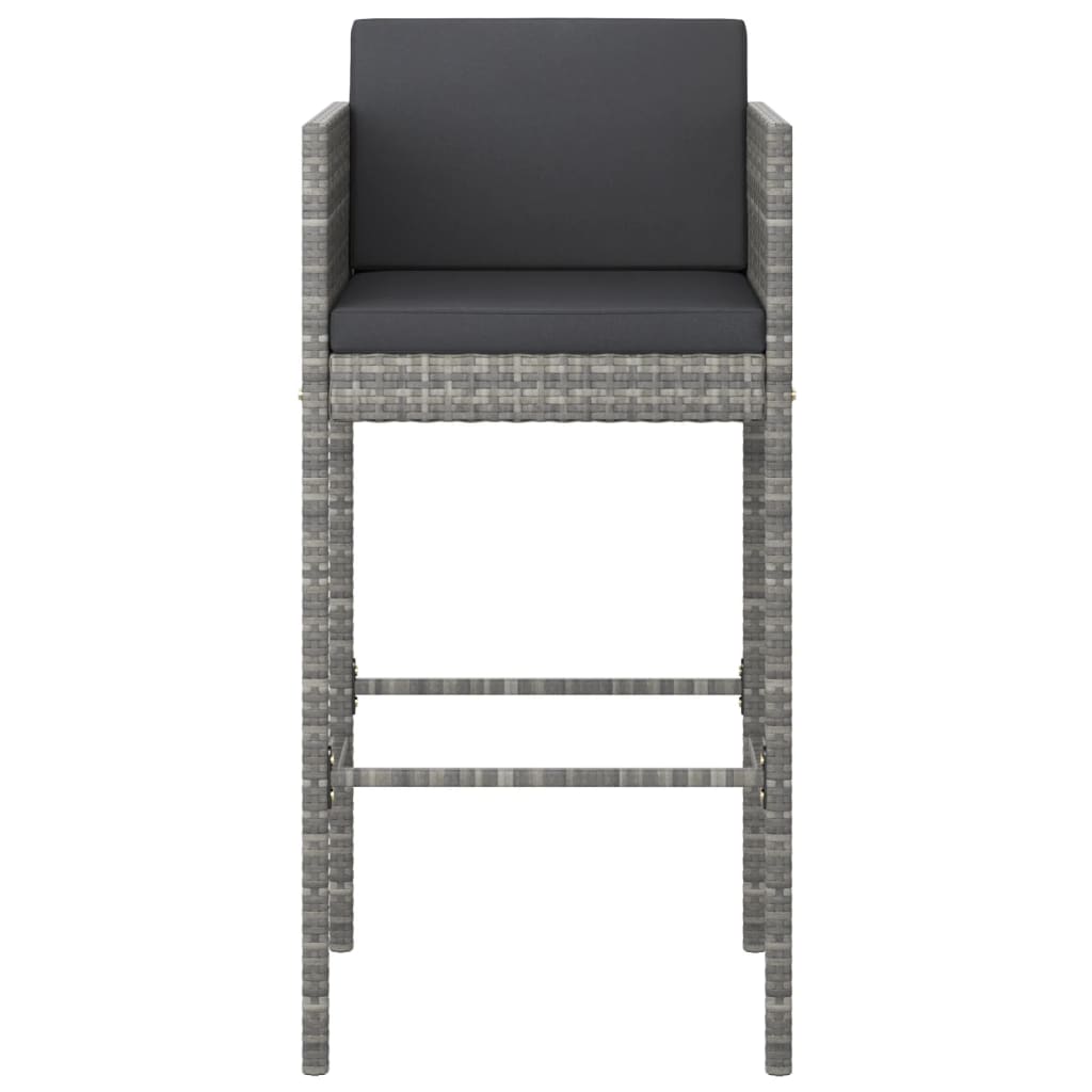5 Piece Garden Bar Set with Cushions Poly Rattan Grey