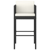5 Piece Garden Bar Set with Cushions Poly Rattan Black - Top-Down View