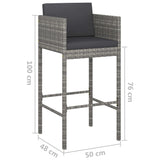 5 Piece Garden Bar Set with Cushions Poly Rattan Grey - Extra Image