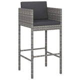 3 Piece Garden Bar Set with Cushions Poly Rattan Grey - Side View