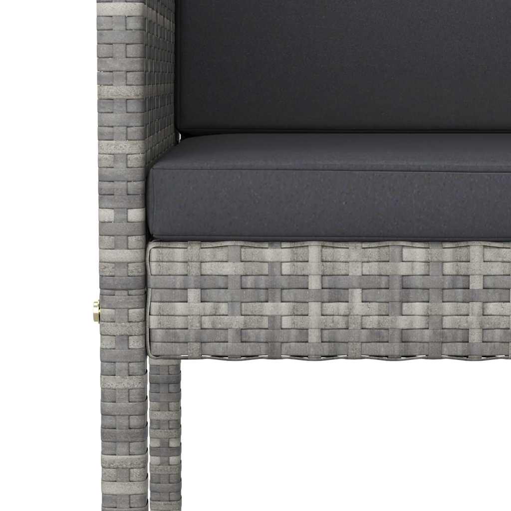 3 Piece Garden Bar Set with Cushions Poly Rattan Grey
