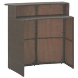 3 Piece Garden Bar Set with Cushions Poly Rattan Brown - Rear View