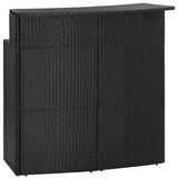 3 Piece Garden Bar Set with Cushions Poly Rattan Black - Close-Up Angle