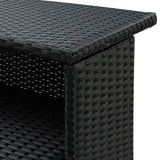 3 Piece Garden Bar Set with Cushions Poly Rattan Black - Low Angle