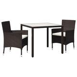 3 Piece Outdoor Dining Set Poly Rattan Brown