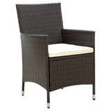 3 Piece Outdoor Dining Set Poly Rattan Brown - Side View