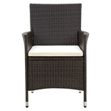 3 Piece Outdoor Dining Set Poly Rattan Brown - Top-Down View
