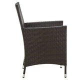 3 Piece Outdoor Dining Set Poly Rattan Brown - 45-Degree Angle