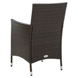 3 Piece Outdoor Dining Set Poly Rattan Brown - Rear View