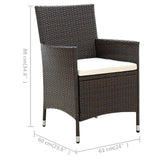 3 Piece Outdoor Dining Set Poly Rattan Brown - Extra Image