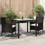 3 Piece Outdoor Dining Set Poly Rattan Brown
