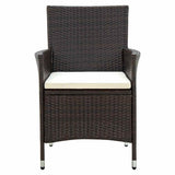 7 Piece Outdoor Dining Set with Cushions Poly Rattan Brown