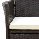 7 Piece Outdoor Dining Set with Cushions Poly Rattan Brown - Close-Up Angle