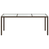 7 Piece Outdoor Dining Set with Cushions Poly Rattan Brown