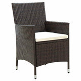 9 Piece Outdoor Dining Set with Cushions Poly Rattan Brown