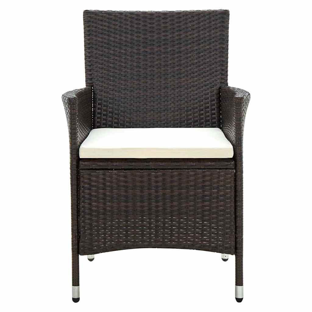 9 Piece Outdoor Dining Set with Cushions Poly Rattan Brown