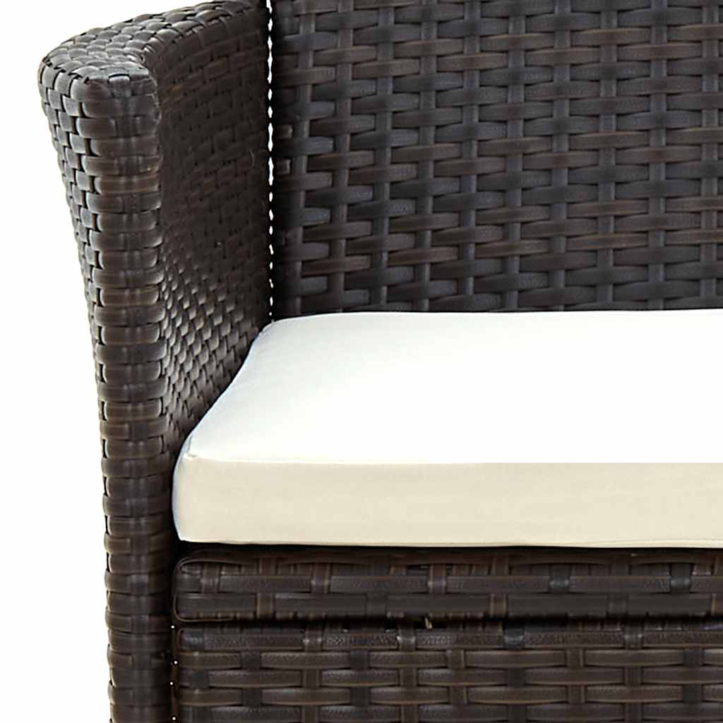 9 Piece Outdoor Dining Set with Cushions Poly Rattan Brown