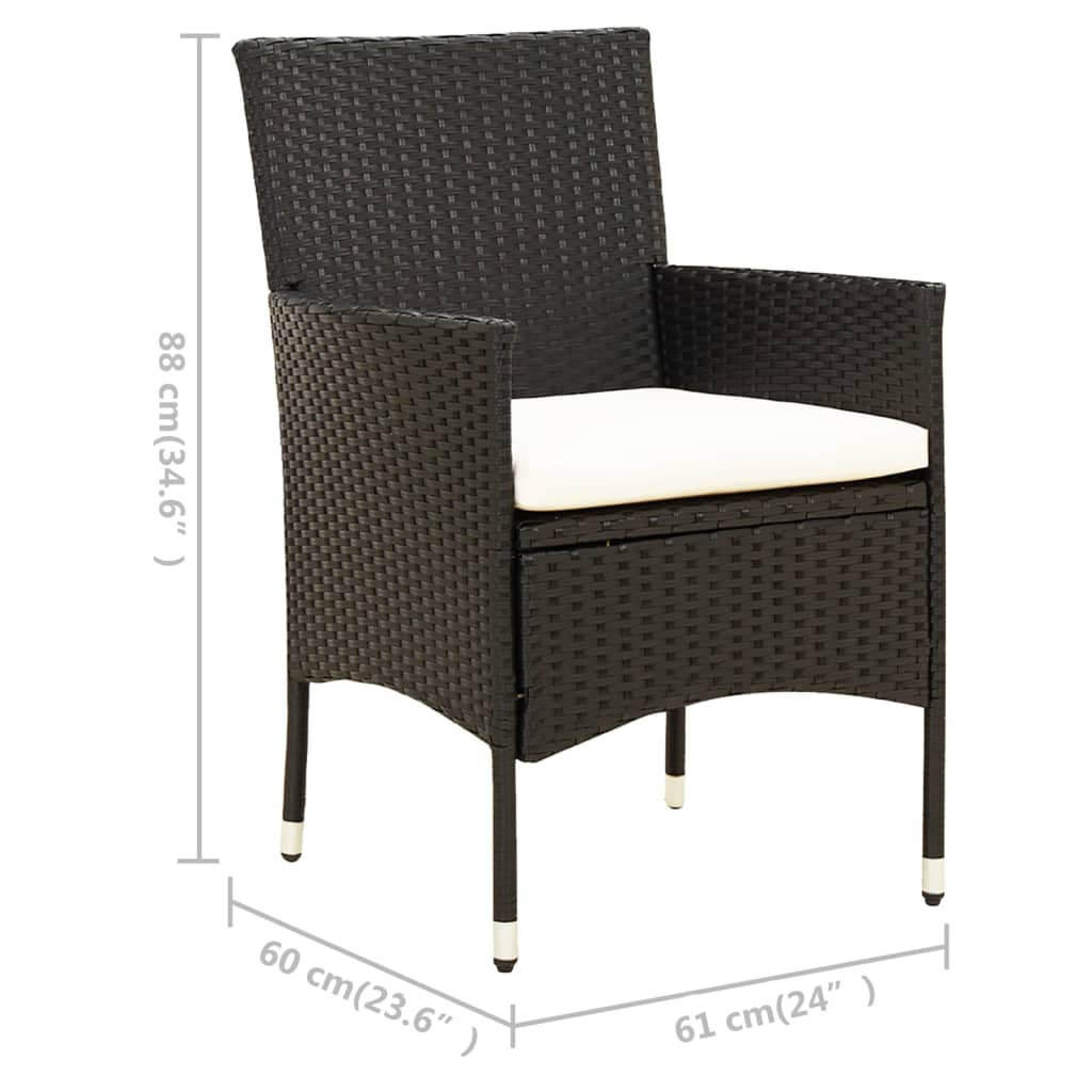 9 Piece Outdoor Dining Set with Cushions Poly Rattan Black
