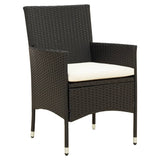 3 Piece Outdoor Dining Set with Cushions Poly Rattan Black - Side View