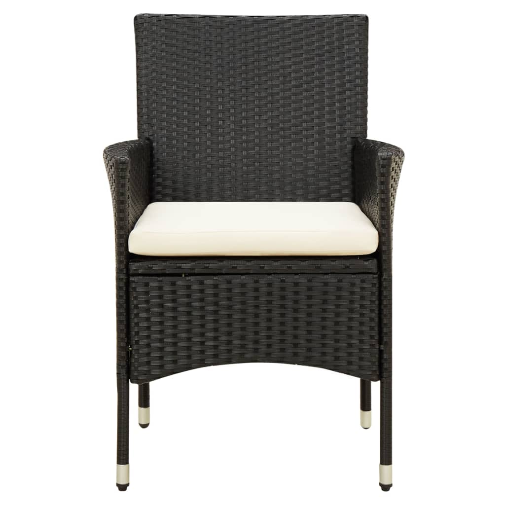 3 Piece Outdoor Dining Set with Cushions Poly Rattan Black