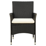 3 Piece Outdoor Dining Set with Cushions Poly Rattan Black - Top-Down View