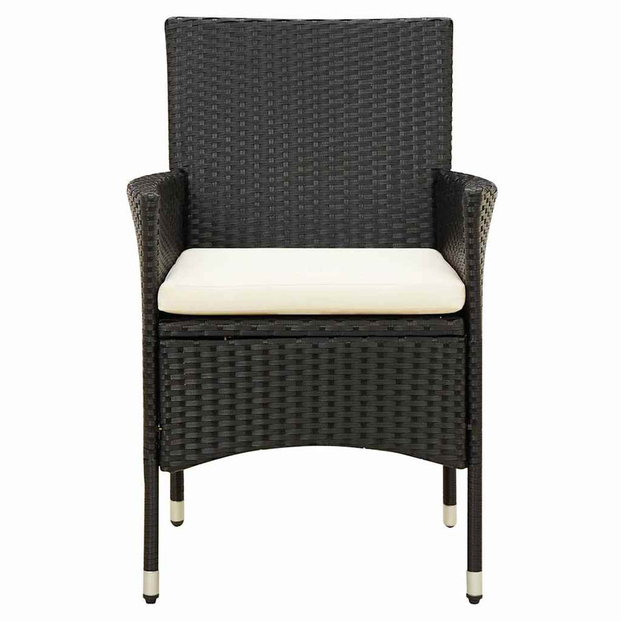 3 Piece Outdoor Dining Set with Cushions Poly Rattan Black