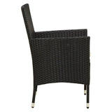 3 Piece Outdoor Dining Set with Cushions Poly Rattan Black - 45-Degree Angle