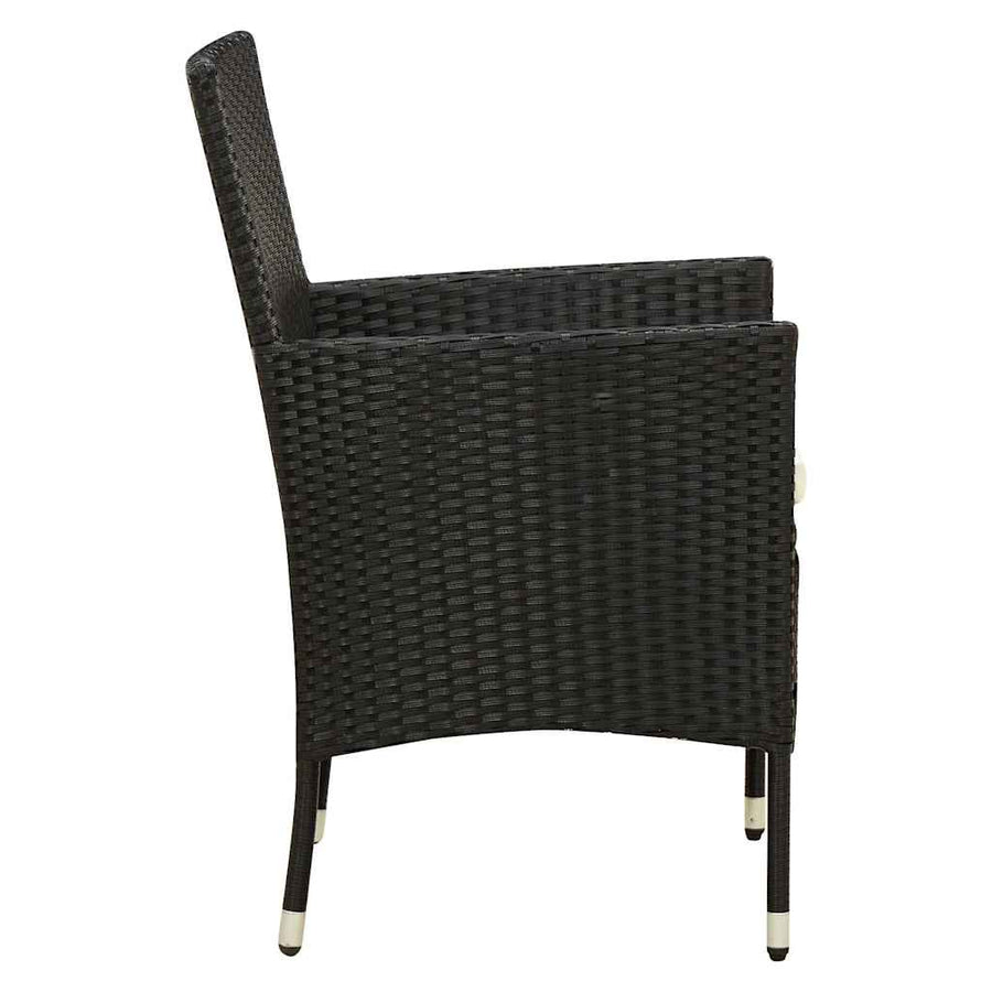 3 Piece Outdoor Dining Set with Cushions Poly Rattan Black