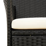 3 Piece Outdoor Dining Set with Cushions Poly Rattan Black - Close-Up Angle