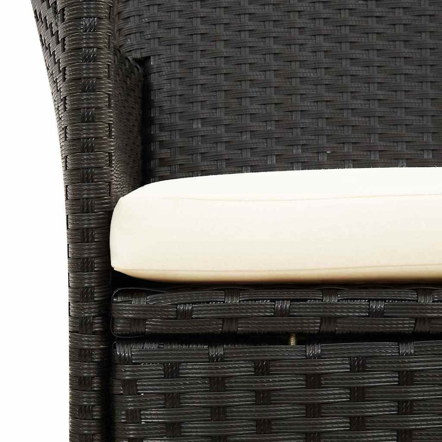 3 Piece Outdoor Dining Set with Cushions Poly Rattan Black