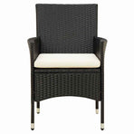 5 Piece Outdoor Dining Set with Cushions Poly Rattan Black