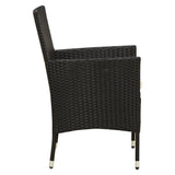 5 Piece Outdoor Dining Set with Cushions Poly Rattan Black - 45-Degree Angle