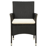 3 Piece Outdoor Dining Set with Cushions Poly Rattan Black