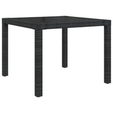 3 Piece Outdoor Dining Set with Cushions Poly Rattan Black - Low Angle