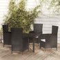 5 Piece Outdoor Dining Set with Cushions Poly Rattan Black