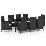 9 Piece Outdoor Dining Set with Cushions Poly Rattan - Front View