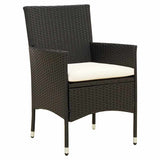 11 Piece Outdoor Dining Set with Cushions Poly Rattan Black - Side View