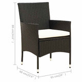 11 Piece Outdoor Dining Set with Cushions Poly Rattan Black - Extra Image