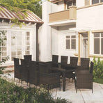 11 Piece Outdoor Dining Set with Cushions Poly Rattan Black
