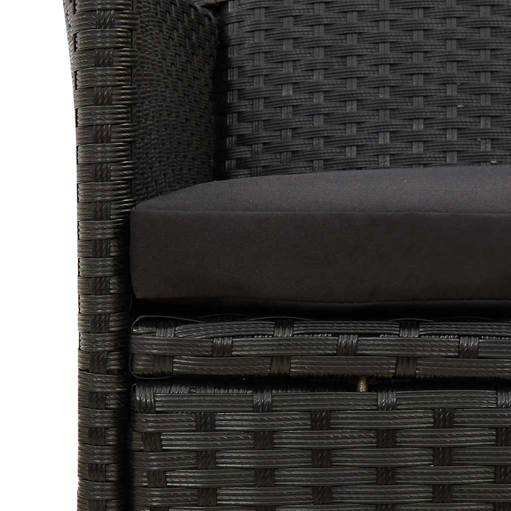 3 Piece Outdoor Dining Set with Cushions Poly Rattan Black