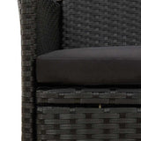 3 Piece Outdoor Dining Set with Cushions Poly Rattan Black - Close-Up Angle